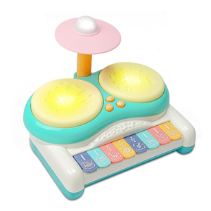 ست جاز و درام 3 در 1 کودک 2 طبلی آبی Piano Keyboard Drum Set 3 in 1 Baby Musical Toys_اسباب بازی